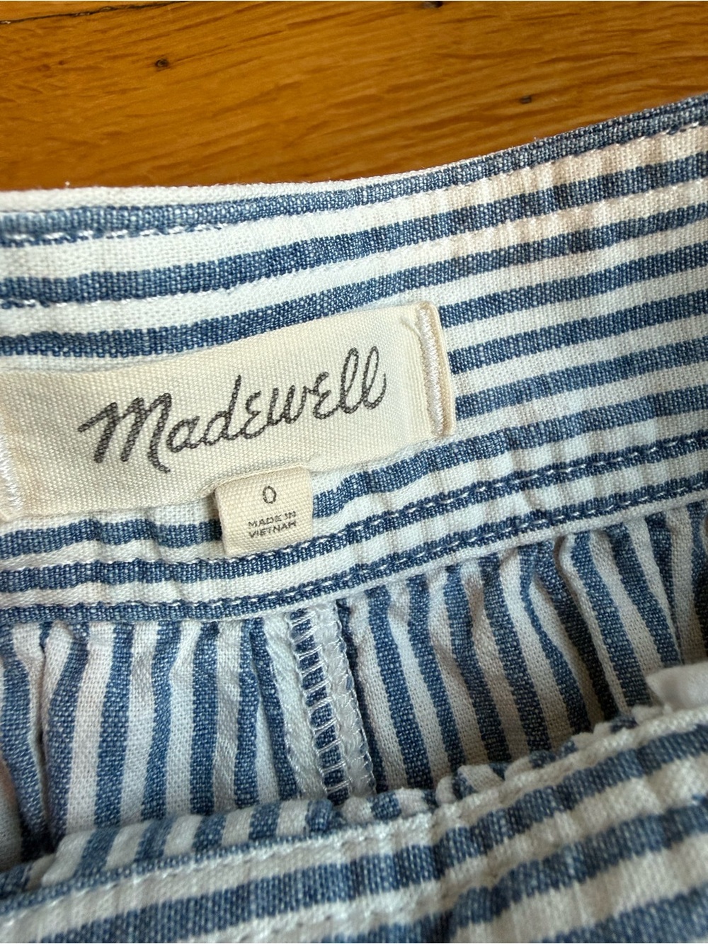 Madewell Blue and White Striped Button-Front Midi Skirt with Waist Tie - Picture 3 of 7